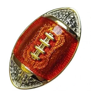 Football Brooch Pin Enamel Finish Gold tone